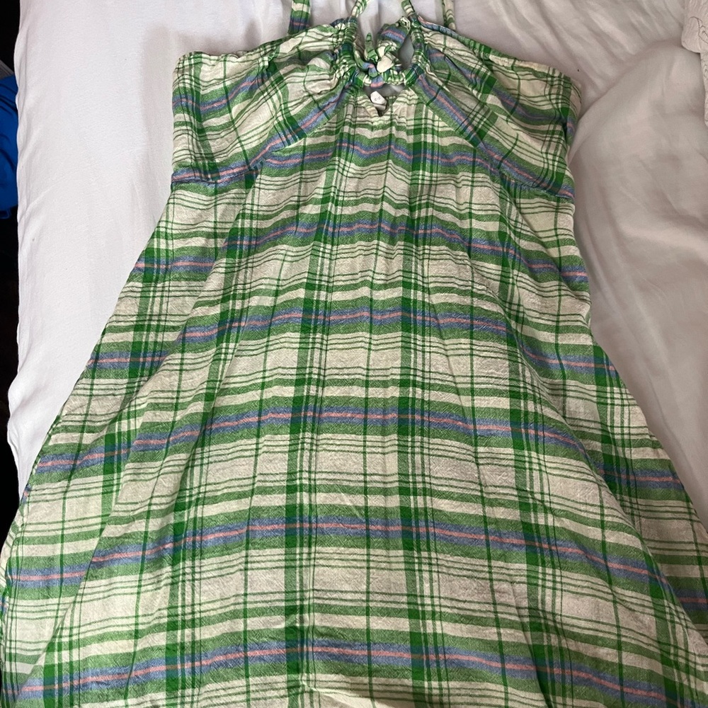 Urban Outfitters Green and Purple Plaid Mini Dress